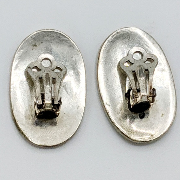 Vintage Abalone Shell Earrings Inlaid Clip On - Picture 3 of 5